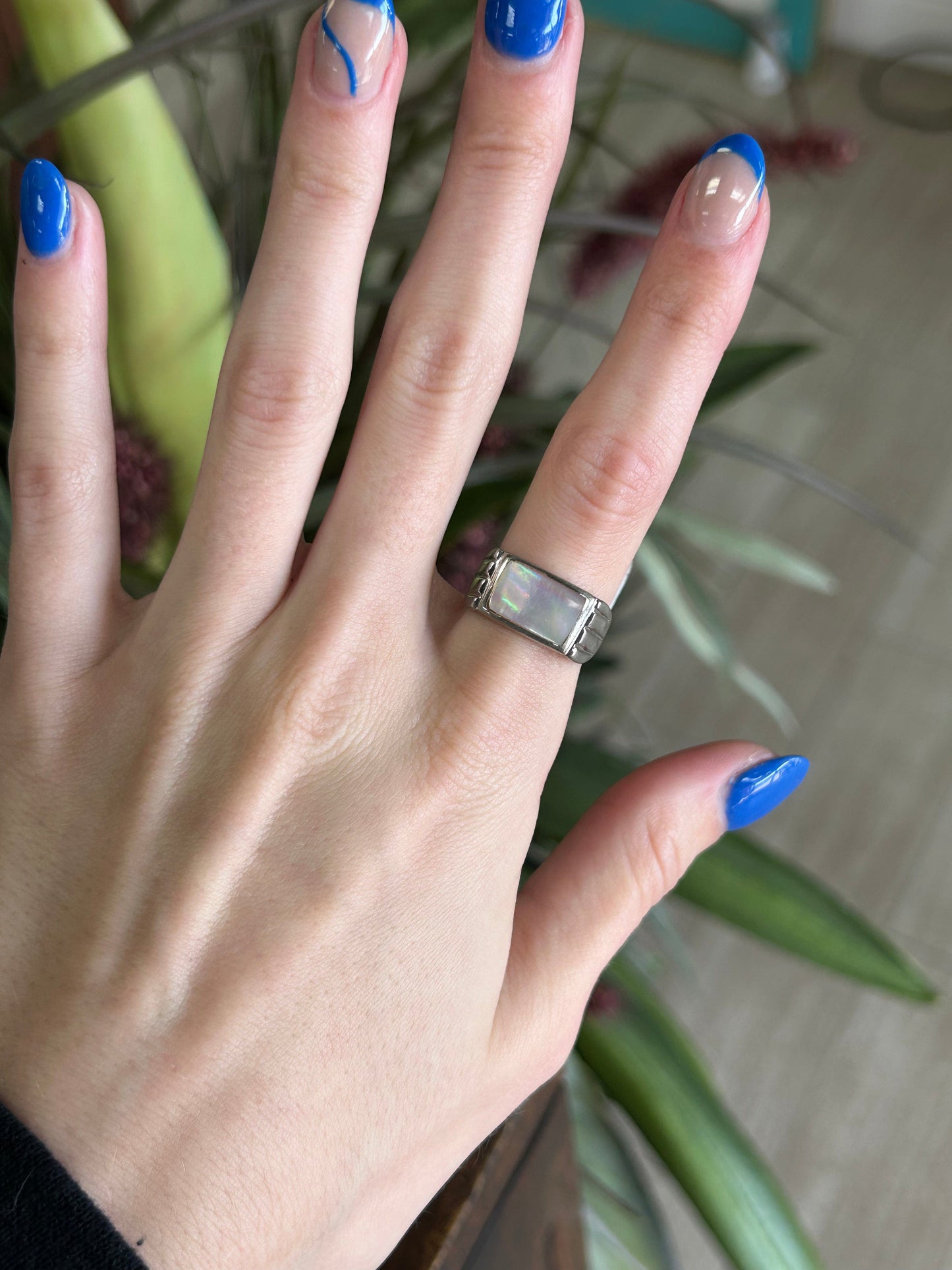 Sterling Silver Opal Signet Ring