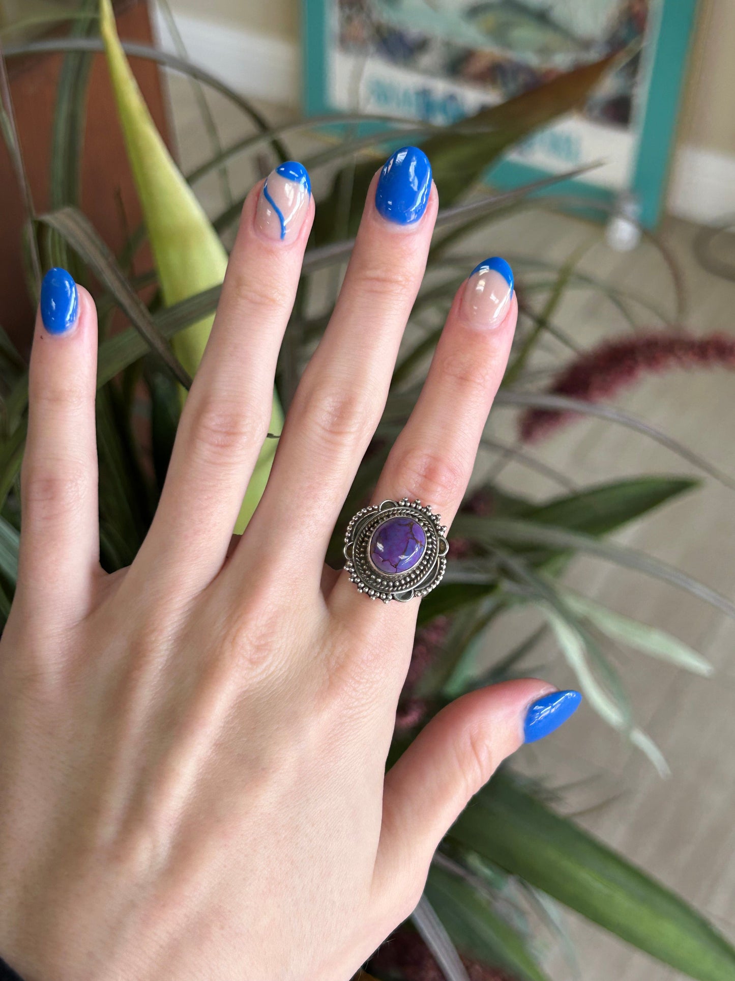 Purple Stone Sterling Silver Statement Ring