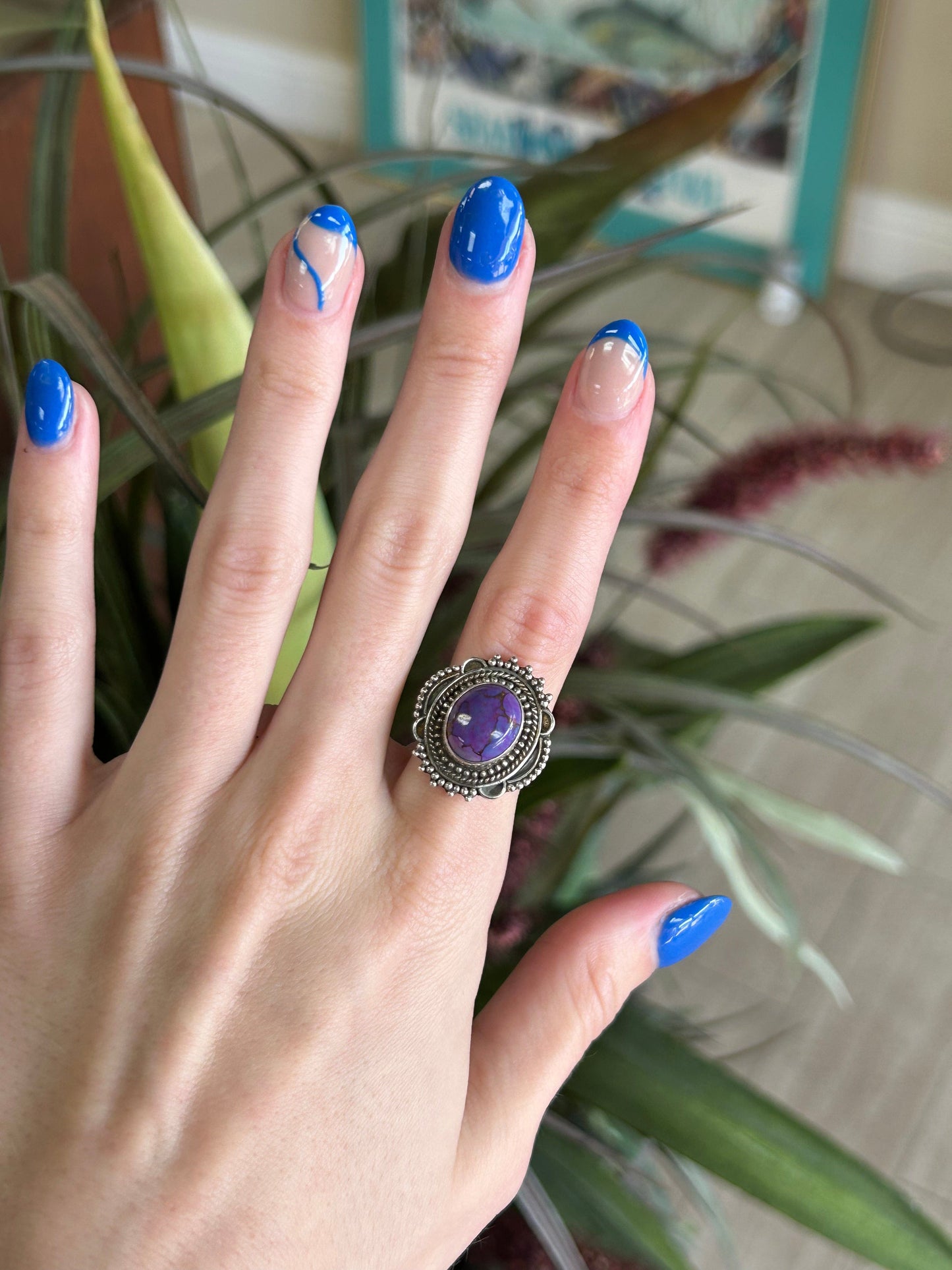 Purple Stone Sterling Silver Statement Ring