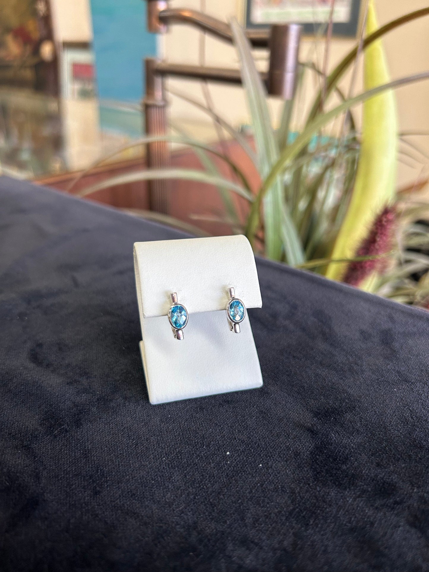 Blue Topaz 14kt White Gold Small Hoop Earrings