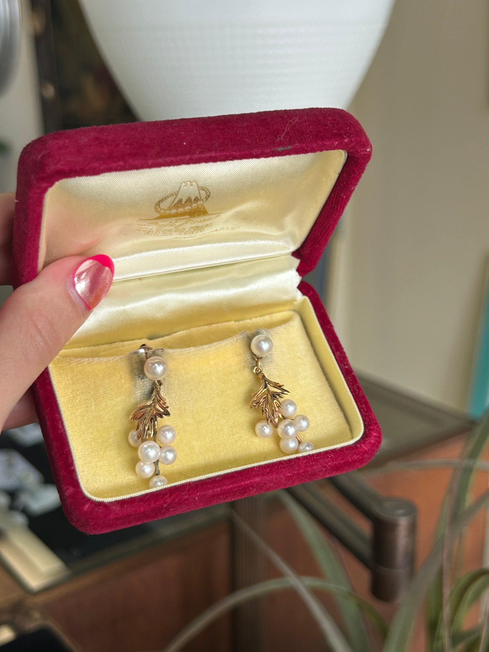 Grapevine Vintage Pearl Dangle Earrings