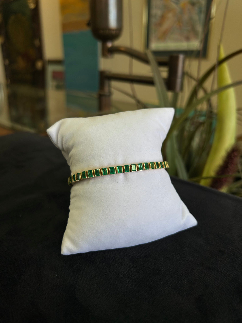 Emerald Yellow Gold Line Bracelet