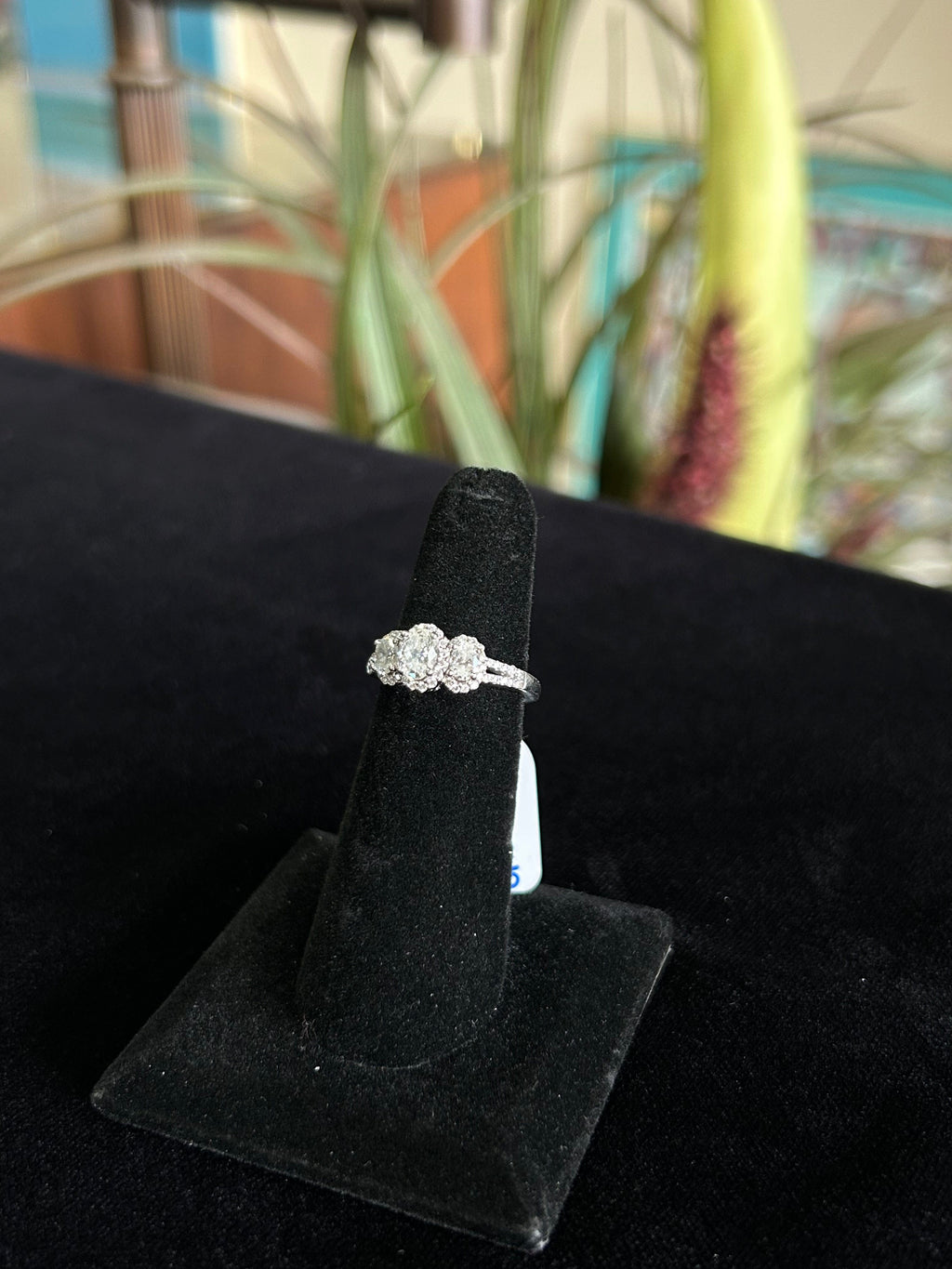 Three Stone Past Present Future Oval Cut White Gold 14kt Engagement Ring